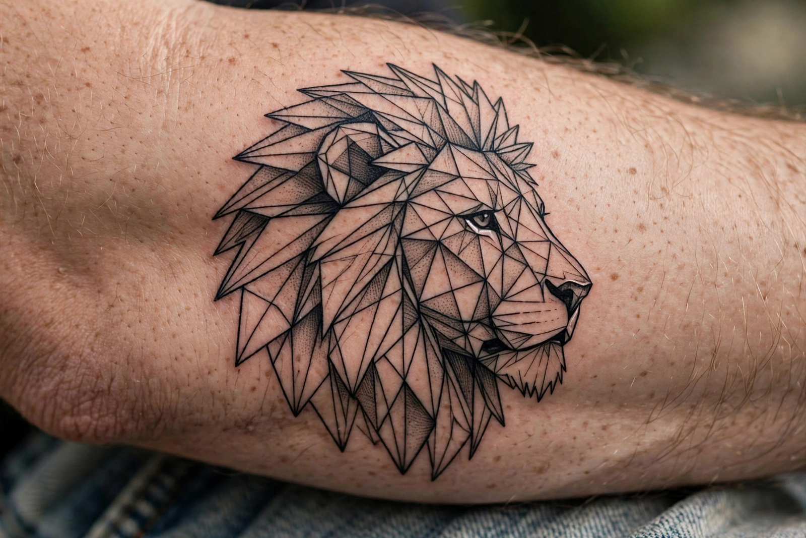 Geometric lion tattoo design