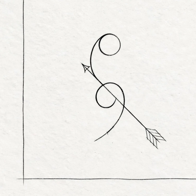 Semicolon tattoo design combined with a thin arrow