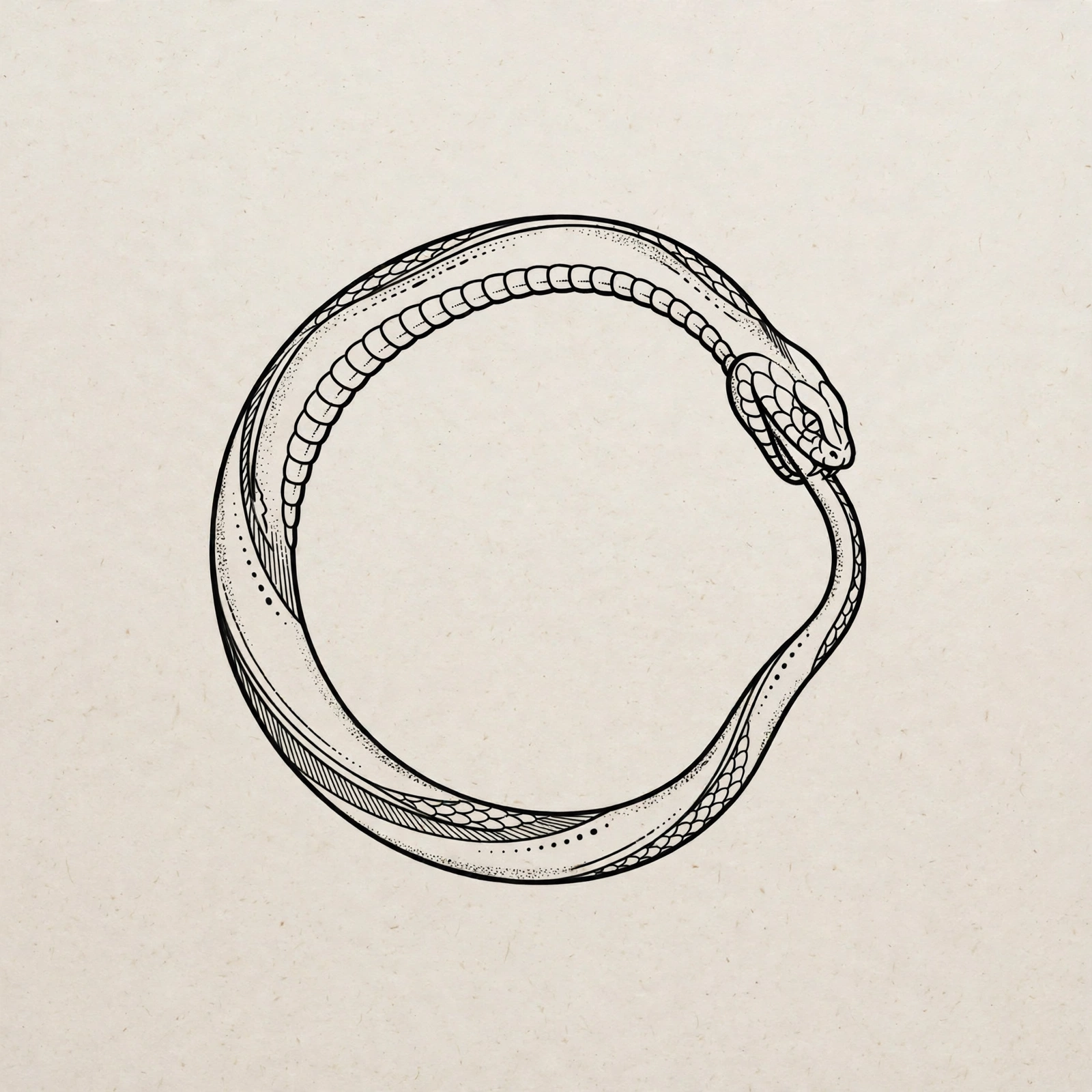 Ouroboros snake eating its own tail tattoo design